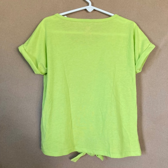 Girls size medium J Khaki green top with front knot and fold-over sleeve detail - Picture 2 of 5